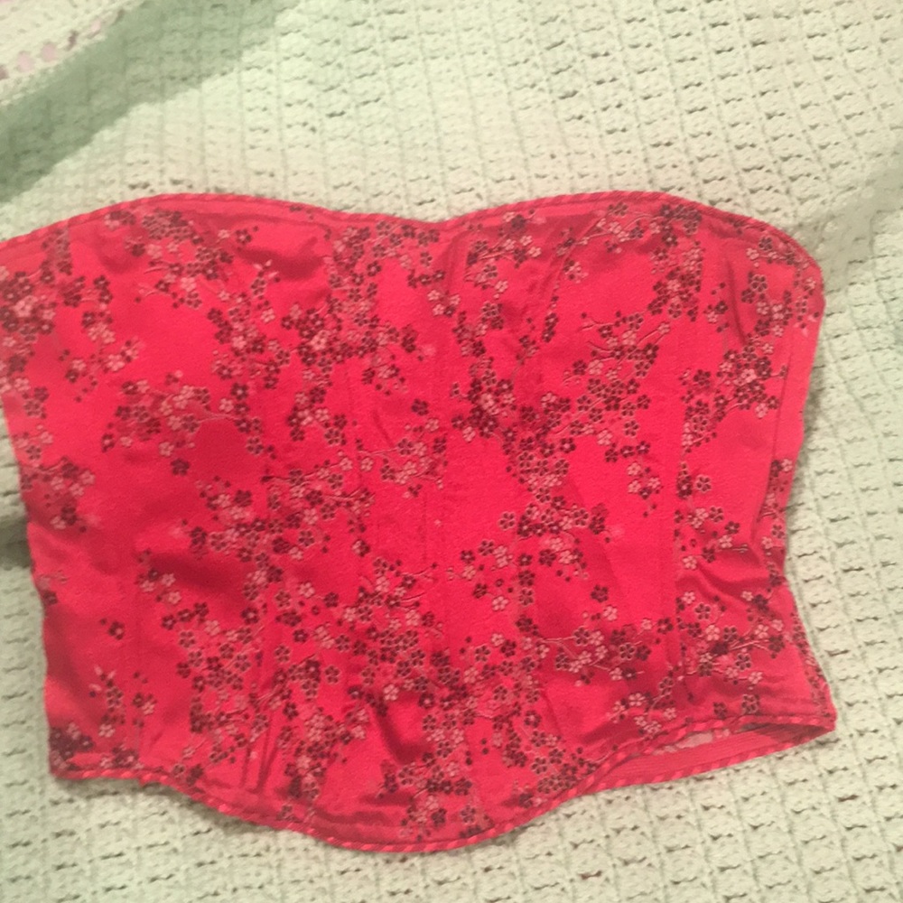 Victoria Secrets Bustier red asian print camisole